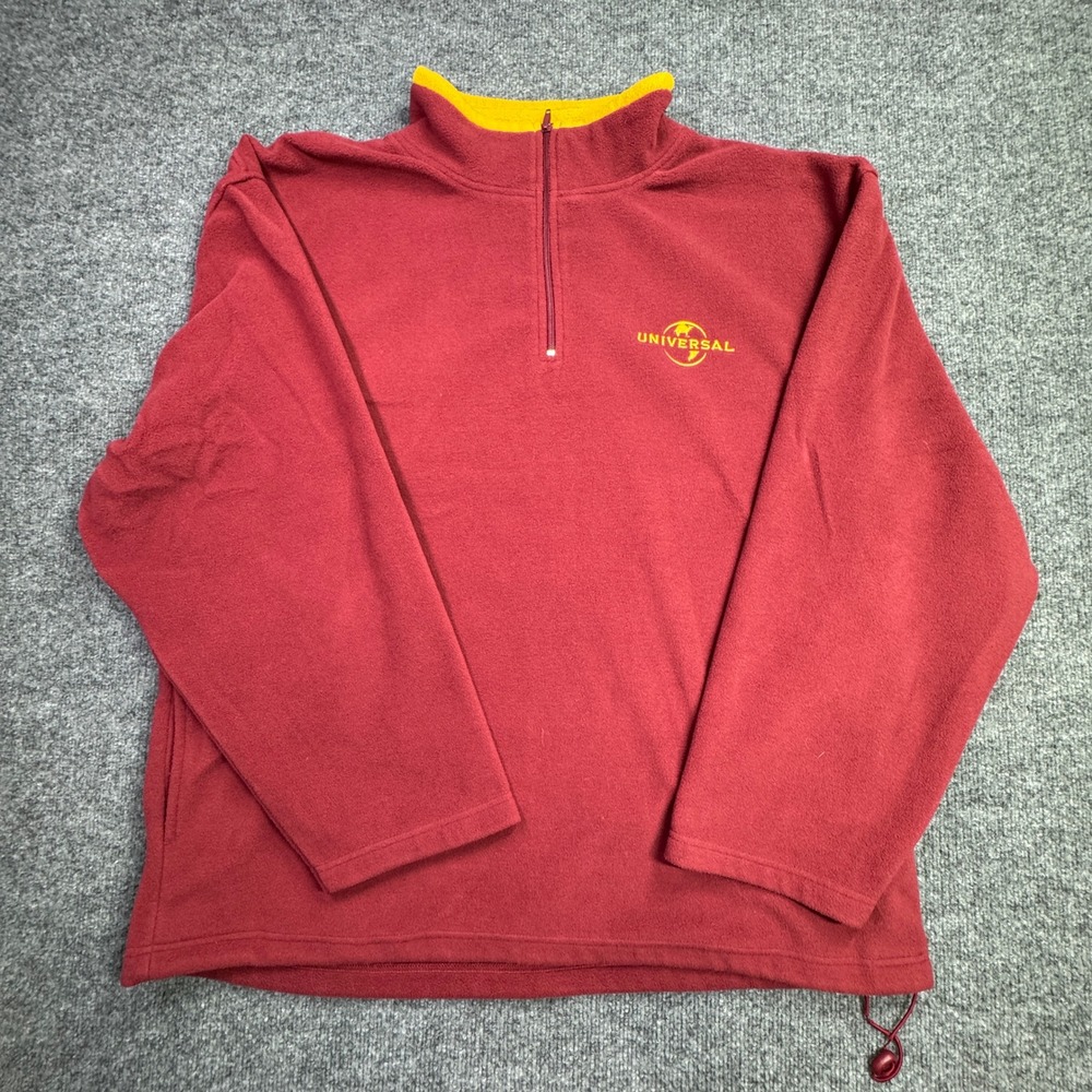 Universal Studios Orlando Quarter Zip Mens XL Red Fleece Pullover Vintage Logo